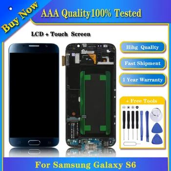 100% Тестовый Оригинальный ЖК-Экран Super AMOLED Для Samsung Galaxy S6 SM-G920F с Цифровым Преобразователем в Полной Сборке с Рамкой
