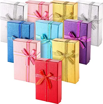 12 Штук картонных колец Подарочная коробка шкатулки для ювелирных изделий Упаковка на Рождество, День Святого Валентина, ожерелье, серьги, подарок, случайный цвет