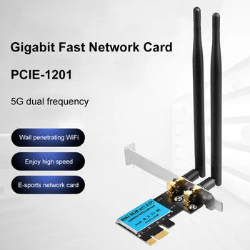 1200 Мбит/с Беспроводная Сетевая Карта PCI-E 2,4 ГГц/5 ГГц Двухдиапазонная Карта Расширения WiFi с Широким Охватом Антенны 25dbi для Настольных ПК