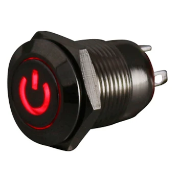 12V 2A 9,5 мм светодиодный металлический колпачок для мгновенного включения кнопочного переключателя, модифицированный автомобиль, красный