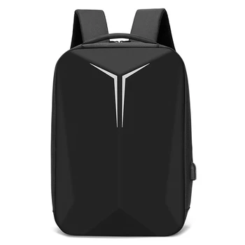 15,6-дюймовый рюкзак с твердым корпусом большой емкости, водонепроницаемая Дышащая деловая сумка со светоотражающей полосой, внешний USB-порт, черный