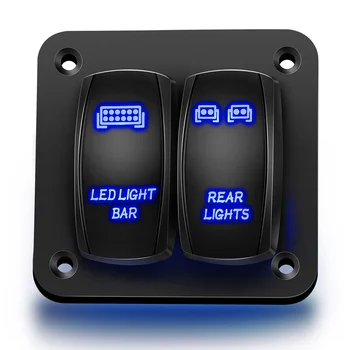 2-Бандажный Кулисный переключатель подсветки панели, Переключатель автоматического выключателя, светодиодный выключатель для автомобиля, Авто грузовика, каравана, Морской синий