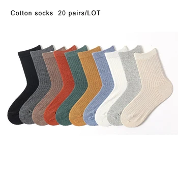 20 Пар / лот, хлопковые женские спортивные носки, осень-зима, натуральный цвет, хлопчатобумажный материал, женские короткие носки