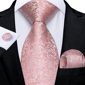 2022 Новый Модный бренд Pink Цветочные Однотонные Розовые Галстуки для мужчин, Набор галстуков для Свадебной вечеринки, Носовой платок, Запонки, Подарок Оптом