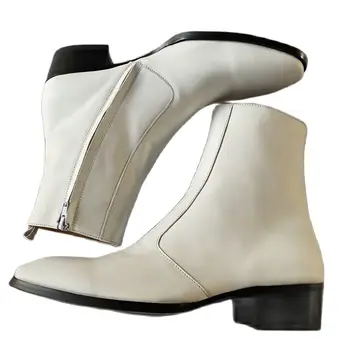 2022ss Оригинальные дизайнерские деловые ботинки из нежной белой воловьей кожи с острым носком для свадебного платья с острым носком