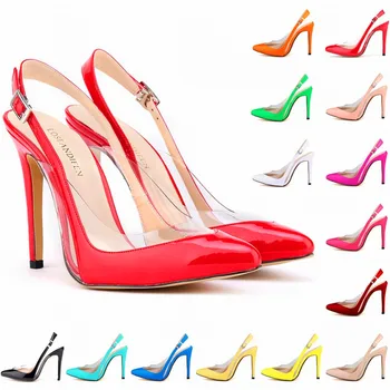 2023 летние женские лакированные высокие каблуки модные сандалии с пряжкой свадебные туфли прозрачный ПВХ указал дамы Сексуальная партия обуви