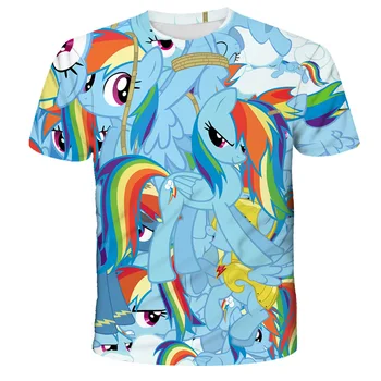 2023 Летние футболки Little Pony для маленьких мальчиков, детские футболки с короткими рукавами и мультяшным принтом, топы оверсайз, детская одежда, уличная одежда