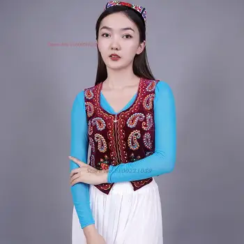 2023 национальный бархатный жилет женский с цветочными блестками, китайский традиционный короткий жилет харадзюку, винтажный женский повседневный костюм эпохи тан, жилет