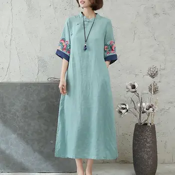 2023 новое китайское вышитое платье hanfu qipao женское в традиционном национальном стиле весна лето повседневный свободный чонсам