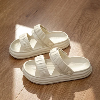 2023 Новые модные однотонные тапочки для женщин, нескользящие дышащие уличные сандалии, нескользящие дышащие тапочки для ног