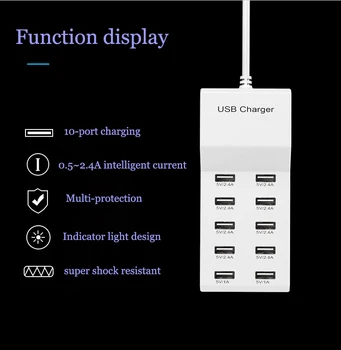 20шт USB-многопортовое зарядное устройство, десятипортовый адаптер быстрой зарядки для мобильного телефона, смарт-штекер для ipad, Samsung, зарядное устройство Xiaomi