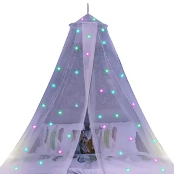 250 см Детская Круглая сетка от комаров Детский навес Подвесной купол Палатка Конус Москитная сетка Светящаяся в темноте Звездный декор
