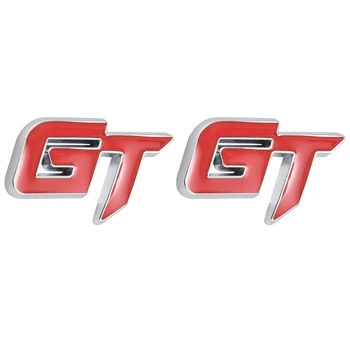2X 3D Gt Логотип Автомобиля Наклейка Модный Автомобильный Декор Наклейка Для Ford Mustang Focus 2 3 Fiesta Ranger Mondeo Mk2 Красный + Серебристый