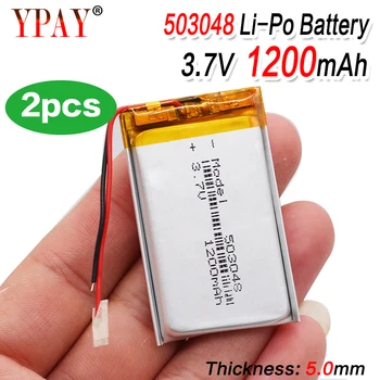 2шт 503048 Аккумуляторная батарея 3,7 В 053048 1200 мАч литий-полимерный аккумулятор для MP3 MP4 Bluetooth GPS Беспроводная стереогарнитура