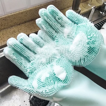 2шт Силиконовые перчатки для чистки Многофункциональные Волшебные силиконовые перчатки для мытья посуды для кухни Бытовая силиконовая мойка