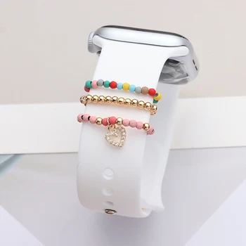 3 Шт. Разноцветных бусин, Декоративное кольцо для Apple Watch, украшение для ремешка, Аксессуары для мини-браслета, подвески, браслет с бриллиантами