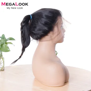 360 Кружевной фронтальный парик 13x4 Кружевной фронтальный парик из человеческих волос Megalook Remy Перуанский кружевной парик с прямыми волосами, предварительно выщипанный из волос младенца
