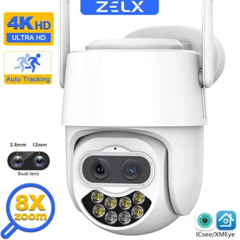 4K 8MP WiFi камера наружная с 8-кратным цифровым зумом AI Обнаружение человека CCTV Видео Wifi камера наблюдения Защита безопасности PTZ IP-камера