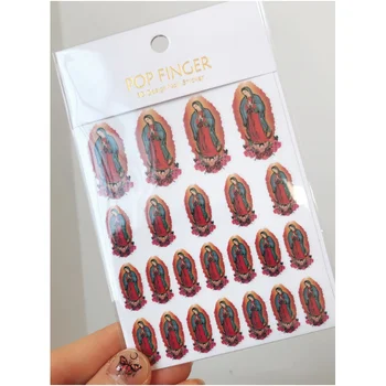 5шт 3D-наклеек для ногтей, самоклеящиеся наклейки для дизайна Девы Марии, красочные наконечники для дизайна ногтей, наклейки для маникюра 