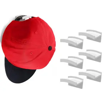 6x Крючков для шляп Самоклеящиеся настенные подвесные колпачки Вешалка-органайзер для дисплея