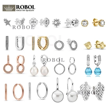 9 Оригинальных серебряных сережек-обнимашек из стерлингового серебра 925 пробы, многоцветный пасьянс, серьги-сердечки с оригинальным логотипом, подарки для женщин, ювелирные изделия