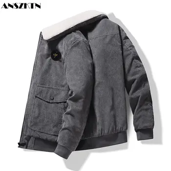 ANSZKTN 2022 зимнее вельветовое хлопчатобумажное пальто с ворсом, толстая теплая куртка с воротником, мужская большая вельветовая куртка, кардиган, мужская