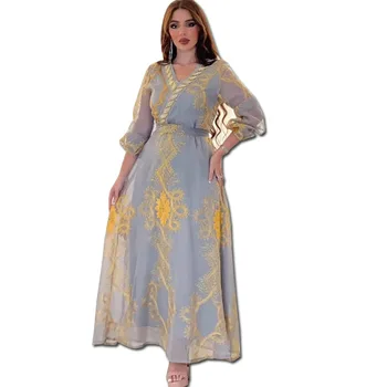 Arabi Light Роскошная Горячекатаная сетка с ромбовидной вышивкой, мусульманское платье Jalabia в Дубайском стиле, Исламский халат Дубая