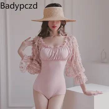 Badypczd Купальник для девочек из горячей весны, Розовые Открытые плавательные бикини, боди с открытой спиной, закрывающий живот, купальный костюм, Женская одежда