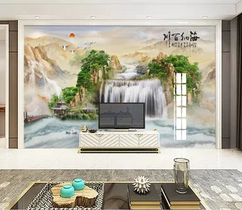 beibehang Custom classic ручная роспись модный красивый китайский мраморный диван фон пейзажная живопись обои из папье-маше