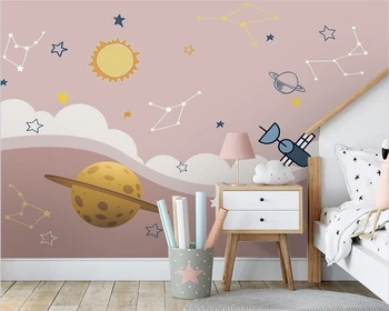 beibehang, выполненные на заказ в современном минималистичном стиле с ручной росписью, абстрактное мультяшное пространство, фон для детской комнаты, обои 3d