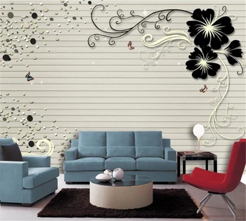beibehang Пользовательские обои фотографии романтический 3D стерео черный модный цветочный фон стены украшения дома живопись обои