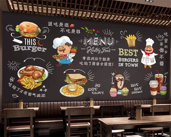 beibehang Пользовательские шелковистые современные модные 3D обои ручной росписи ресторан быстрого питания фон papel de parede papier peint