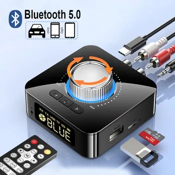 Bluetooth 5,0 Приемник Передатчик Стерео AUX 3,5 мм Разъем RCA Громкой Связи TF U-Disk Play Беспроводной Аудиоадаптер Для Автомобильного Телевизора ПК