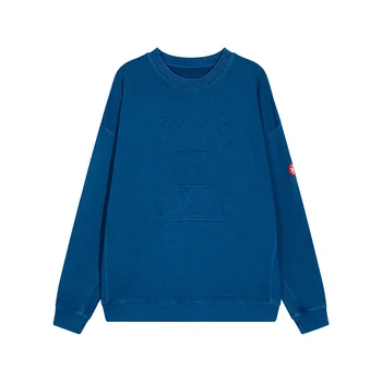 C.E CAVEMPT Осенне-зимний тренд, батик, синяя вышивка, универсальный стиль, ткань для наклеивания на свитер с круглым вырезом