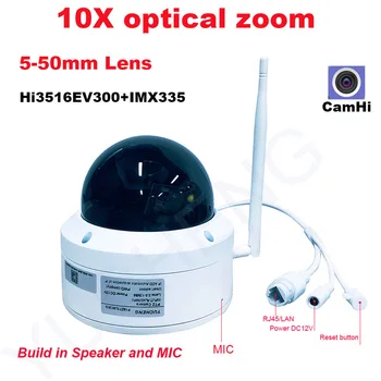 CamHi 5MP 4MP Беспроводная 10-кратная купольная PTZ IP-камера с оптическим зумом, IP-камера безопасности, микрофон, Динамик, Onvif P2P, наружный объектив 5-50 мм