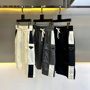 CINESSD Летние модные треугольные Стандартные лоскутные шорты-карго с карманами 2023, Мужские повседневные свободные быстросохнущие брюки на четверть длины