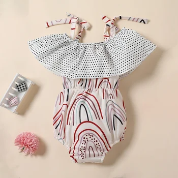 Citgeett Летнее Боди для новорожденных девочек с радужным принтом, комбинезон без рукавов на бретелях, одежда