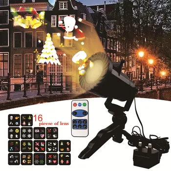 DACHAN 16 Моделей IP65 Светодиодный Рождественский лазерный проектор в виде снежинок Для освещения рождественской дискотеки в помещении и на улице, украшения домашней вечеринки