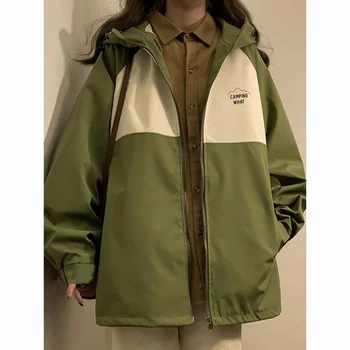Deeptown Винтажная куртка Harajuku Techwear, женская Уличная одежда размера Оверсайз Y2k, спортивные куртки, Уличная Японская Ветровка на молнии с капюшоном