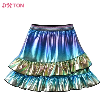 DXTON, детские юбки для танцев на выпускной, детские градиентные мини-юбки с пайетками, оборки для девочек, Многослойные плиссированные юбки, Детская одежда