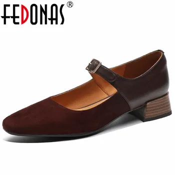FEDONAS, женские туфли-лодочки, весна-лето, детская замша в стиле ретро, низкие каблуки, пряжка, Мэри Джейнс, женская Повседневная офисная обувь