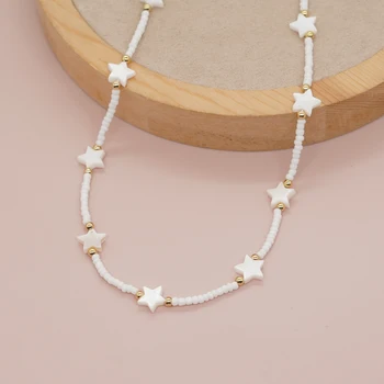 Go2boho Ожерелья со звездами из белых бусин в виде ракушек для женщин, Летние Пляжные Модные украшения