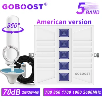 GOBOOST 5-Полосный Усилитель Сигнала CDMA 850 B12 B13 700 МГц B2 1900 B4 1700 Сотовый 3G 4G Усилитель Внутренний Ретранслятор Сигнала Мобильного Телефона
