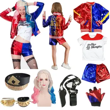 Harley Carnival/ Детские костюмы для косплея для девочек, пояс Куинна, куртка-монстр, брюки, комплекты на Хэллоуин