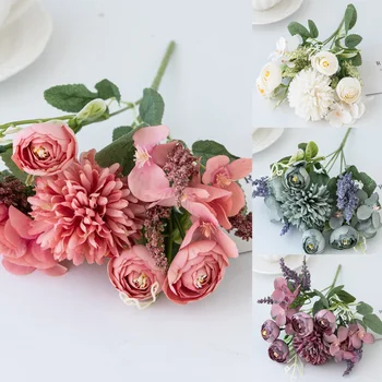 Ins Имитация свадебного букета из роз в руке, реквизит для свадебной фотосъемки, Искусственные цветы, Имитация шелковых цветов для украшения дома
