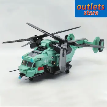 JIESTAR 58008 Высокотехнологичный двухроторный вертолет, военный самолет, самолет Moc, Кирпичи, Техническая модель, Строительные блоки, игрушки 705 шт.