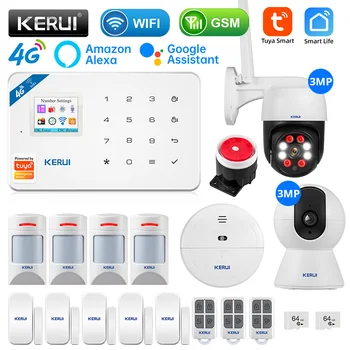 KERUI Gsm сигнализация 4G Центральная сигнализация приложение Smart Life Удобный для домашних животных Датчик движения Детектор Комплект дистанционного управления