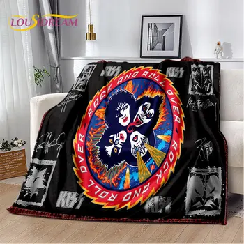KISS Rock Band Retor Плюшевое одеяло, фланелевое одеяло, плед для гостиной, спальни, кровати, дивана, пикника, пеших прогулок, отдыха, сна