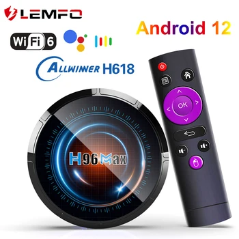 LEMFO TV Box H96MAX H618 Allwinner Android 12 Wifi6 64 ГБ Поддержка 6K 100M Ethernet Медиаплеер Google Voice Smart телеприставка