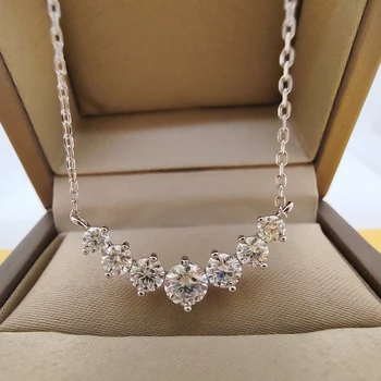 Luomansi 1,7 Каратное V-Образное Ожерелье с Полным Муассанитом D VVS с Сертификатом GRA S925 Silver Girl Jewelry Подарок На Годовщину